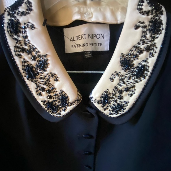 Albert Nipon suite Size 12 petite with embroidered collar and cuffs - Picture 2 of 10